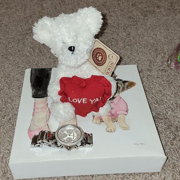 Michael Kors Bling Rhinestones Silver Stainless Watch & Boyd Bear & Original Box - Picture 7 of 17